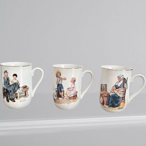 3 Norman Rockwell 1982 Museum Collection Coffee Cups | Vintage Art Collector Mug